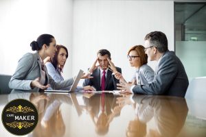Businesspeople arguing in meeting